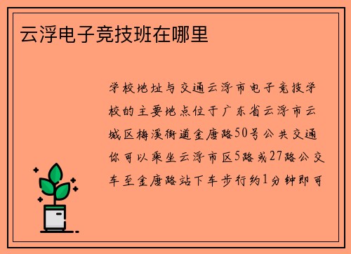 云浮电子竞技班在哪里